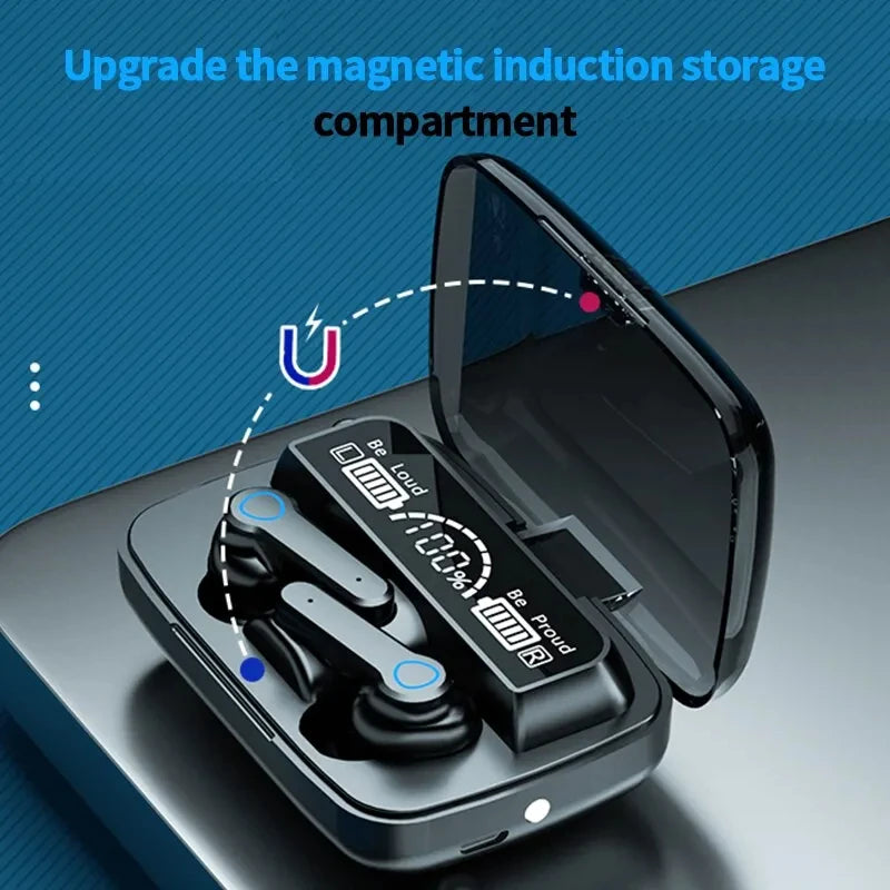 Auriculares Bluetooth M19 inalámbricos TWS para juegos, con cancelación de ruido, táctiles, intrauditivos, mini auriculares con batería externa de emergencia