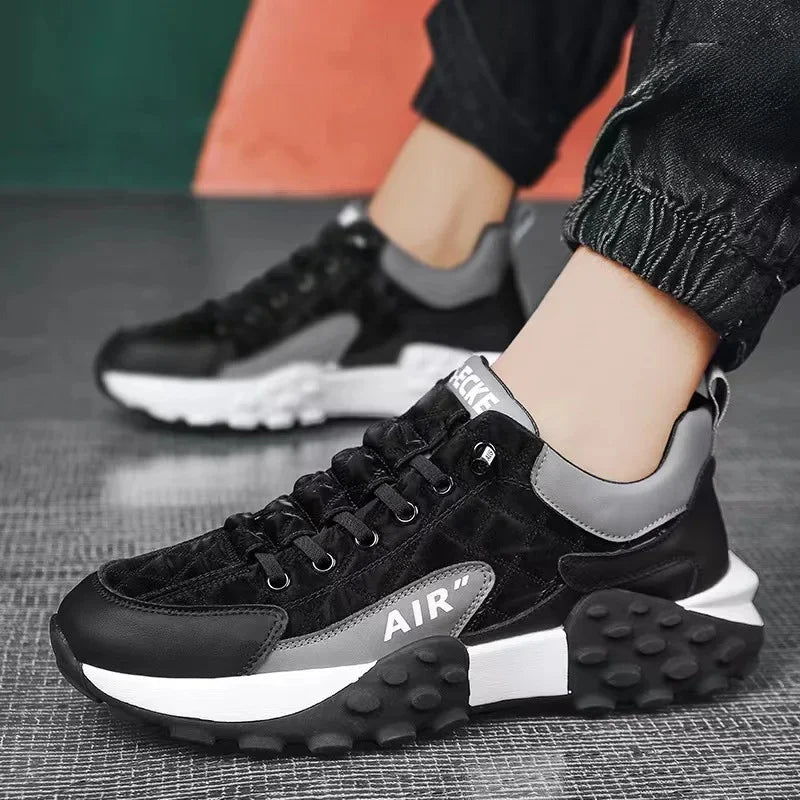 Zapatillas de running cómodas para hombre, zapatillas de deporte de suela gruesa, transpirables, de corte bajo, para primavera y otoño, deportivas informales