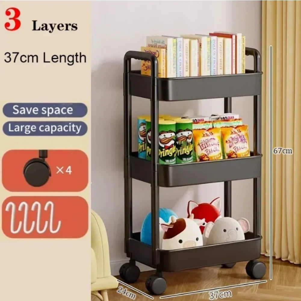 Estante de almacenamiento multicapa para el hogar, con ruedas, para cocina, dormitorio y baño.