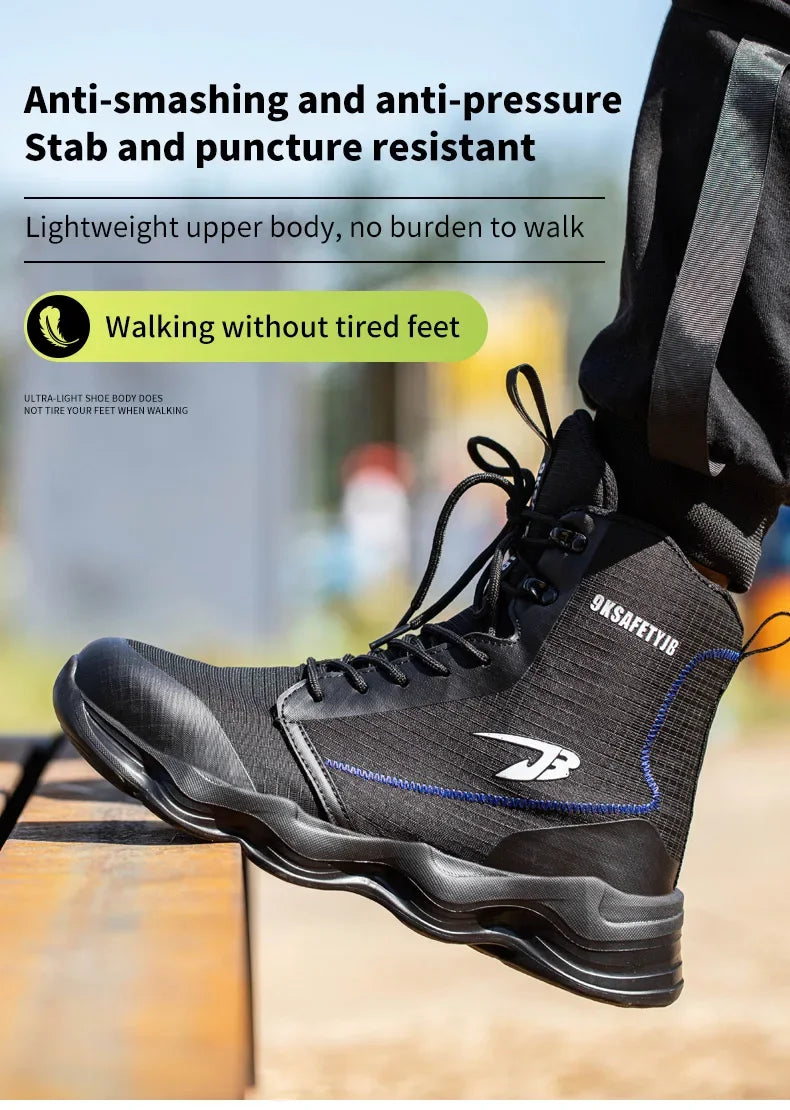 2024 Nuevos zapatos de seguridad para hombre, botas altas de trabajo, zapatillas de trabajo con puntera de acero, botas de trabajo antigolpes y a prueba de pinchazos, zapatos indestructibles