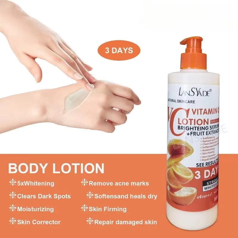 500ML Loción corporal hidratante con vitamina C, Crema Corporal nutritiva, reparadora, cuidado de la piel, suero abrillantador