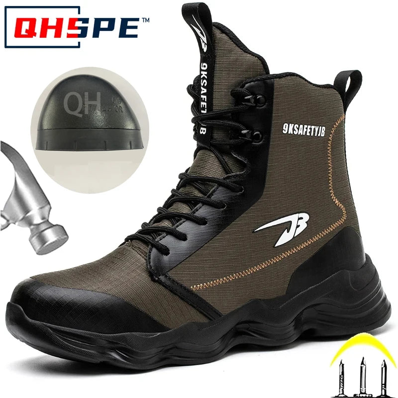 2024 Nuevos zapatos de seguridad para hombre, botas altas de trabajo, zapatillas de trabajo con puntera de acero, botas de trabajo antigolpes y a prueba de pinchazos, zapatos indestructibles