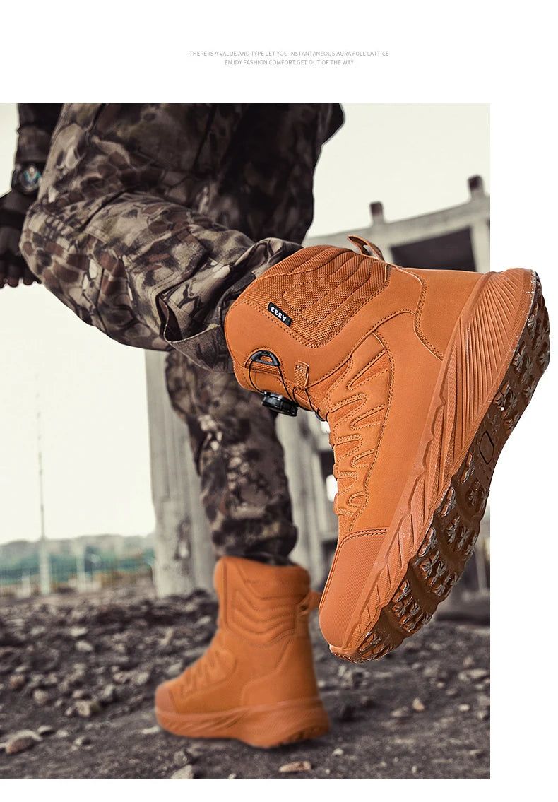 Botas tácticas para hombre, marca Army Boot, estilo militar, hasta el tobillo, para senderismo, seguridad, trabajo en el desierto, escalada, impermeables, de alta calidad.