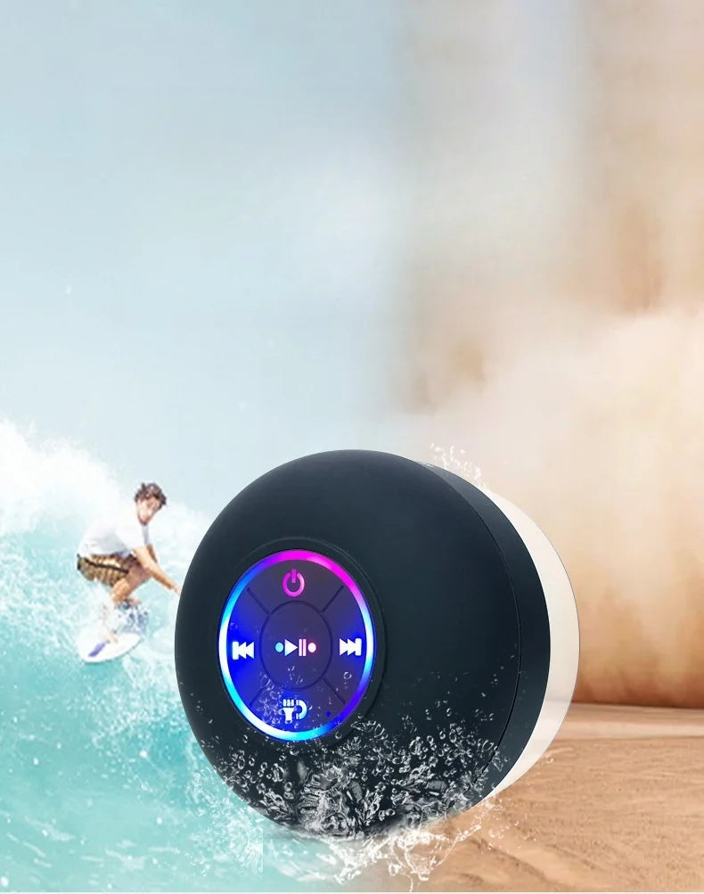 2025 Nuevo baño impermeable inalámbrico LED ventosa Mini altavoz Bluetooth altavoces estéreo portátiles para deportes al aire libre