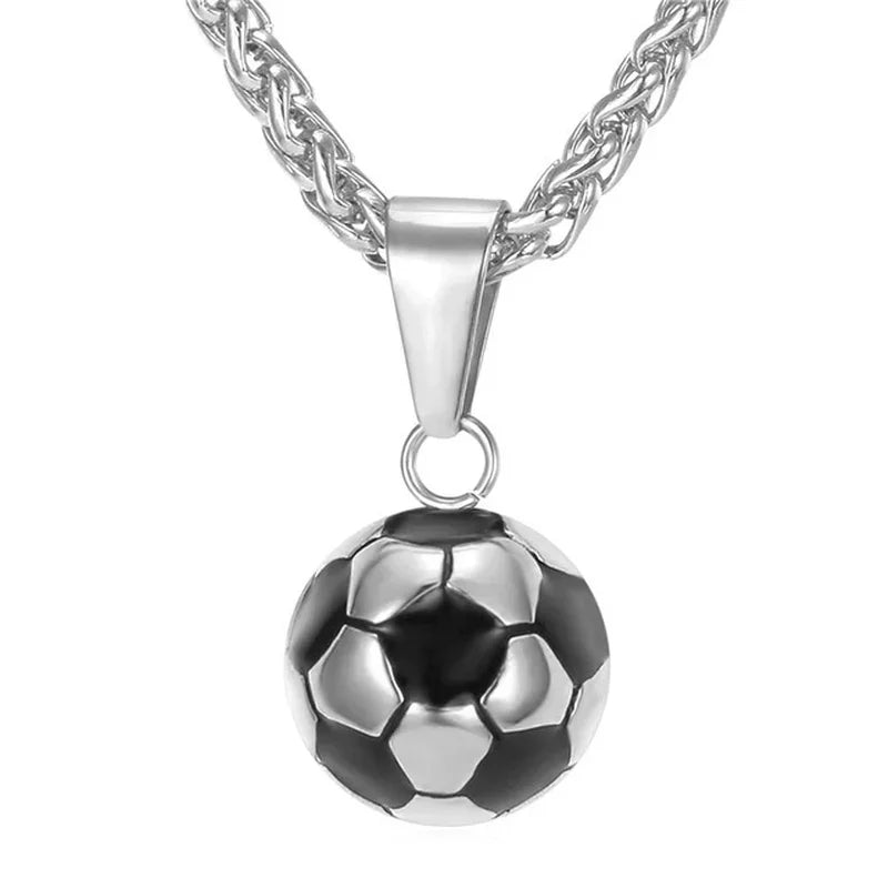 Collar deportivo de fútbol con cadena de acero inoxidable, regalo para hombre.