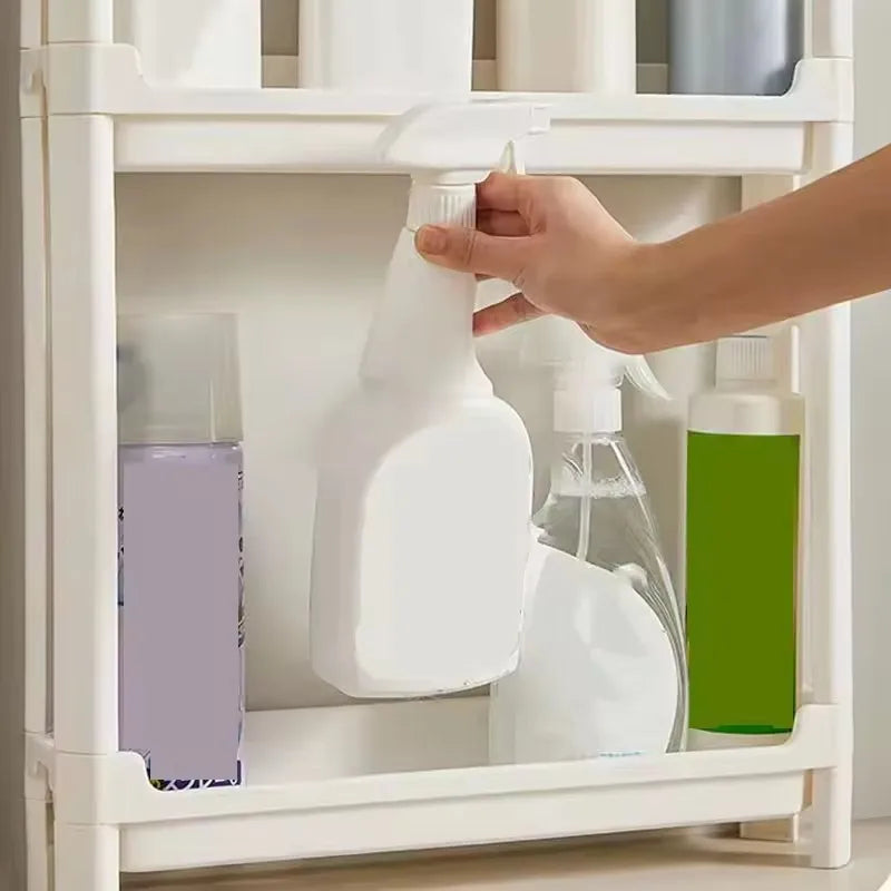 Armario de almacenamiento multicapa con puerta trasera, ahorra espacio y es ideal para baño y cocina, organización de armarios estrechos.