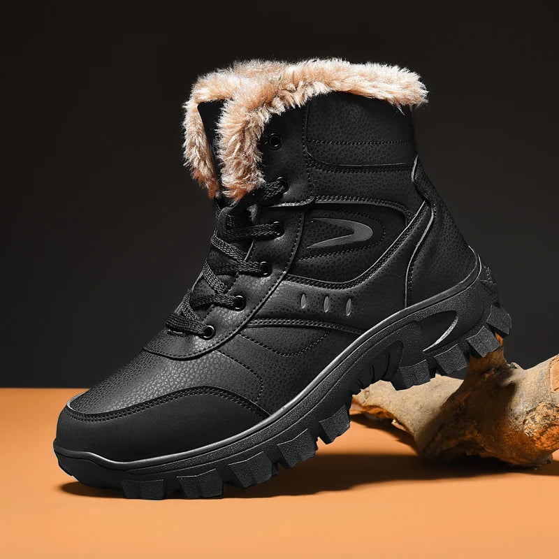 Botas de invierno para hombre, zapatillas cálidas, impermeables, antideslizantes, de felpa, de cuero, talla grande 48, novedad de 2024