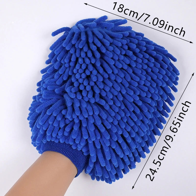 Guantes de lavado de autos Guante de chenilla Trapos de felpa Engrosados de doble cara Suministros para autos Herramientas de limpieza Accesorios para autos Detallado de autos