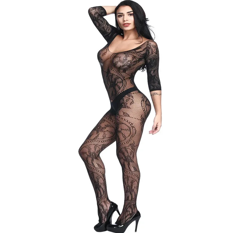 Lencería sexy, medias de cuerpo, body de osito de peluche, body erótico caliente, body con entrepierna abierta, medias de malla elástica, lencería erótica.