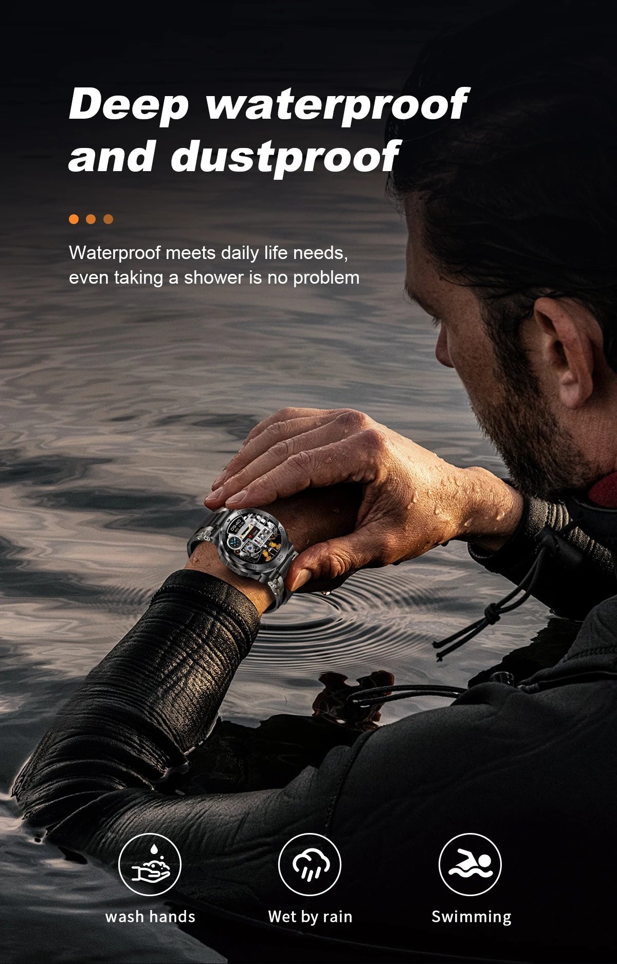 Nuevo reloj inteligente de negocios para hombre, pulsera impermeable de moda, reloj deportivo de lujo con monitor de ritmo cardíaco y sueño, reloj inteligente militar.