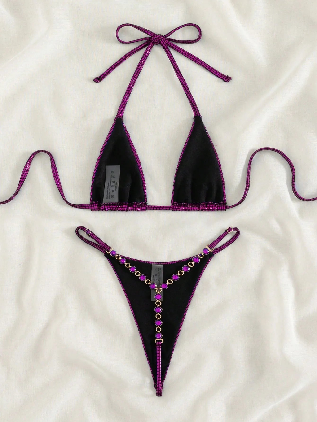 XS - L Sexy Diamond Mini Tanga Halter Bikini Mujer Traje de baño Traje de baño femenino Conjunto de bikini de dos piezas Traje de baño Nadar