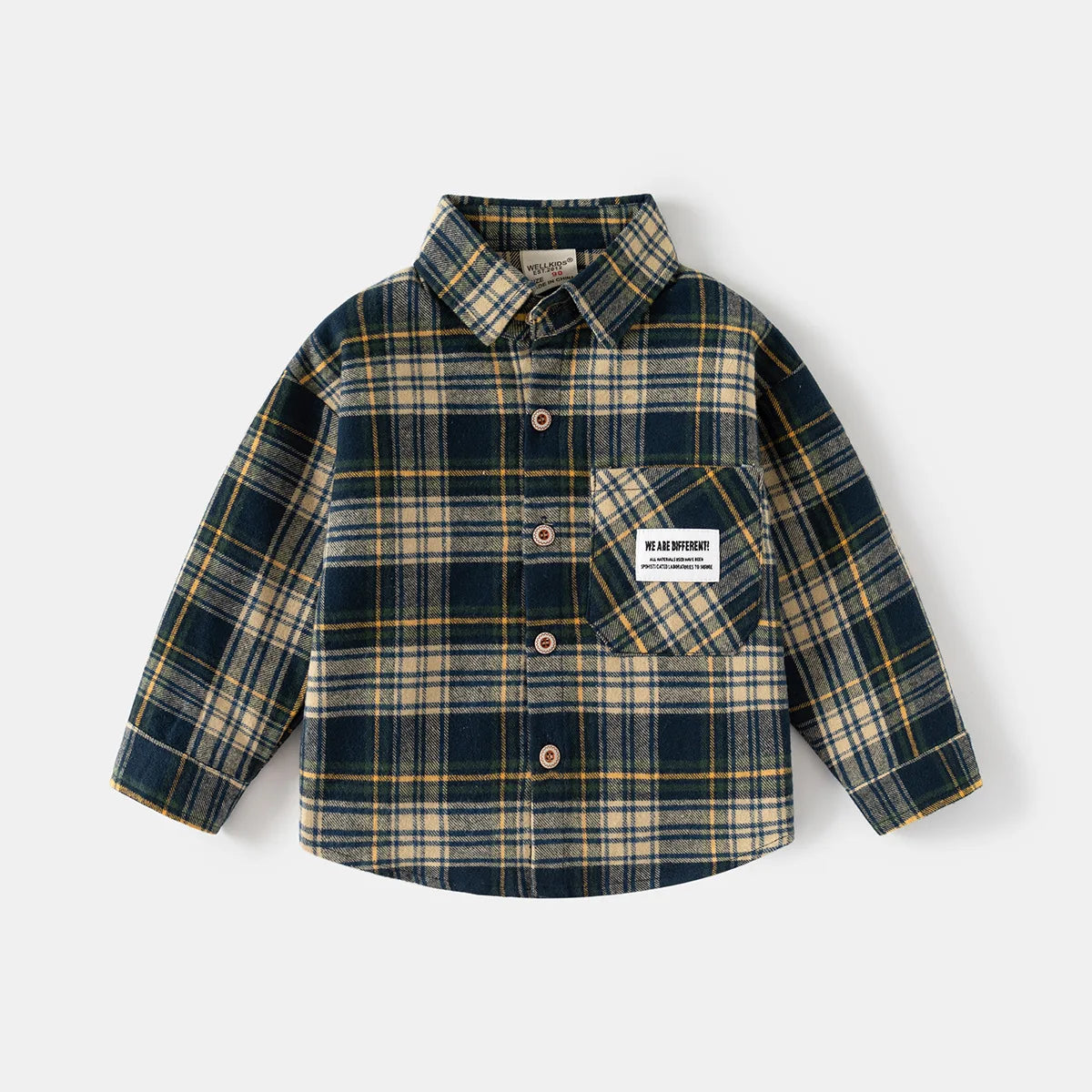 Ropa para niños nueva 2025, camisas para niños con cuello, ropa de algodón de manga larga para bebés, blusa informal a cuadros para niños de 2 a 7 años