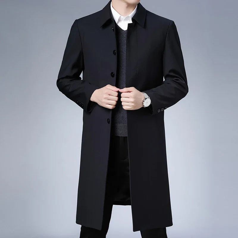 Autumn Winter Men Trench Coat Business Fashio Casual Male Jackets Slim Comfort Warm Windproof Top Trend Streetwear Outerwear New