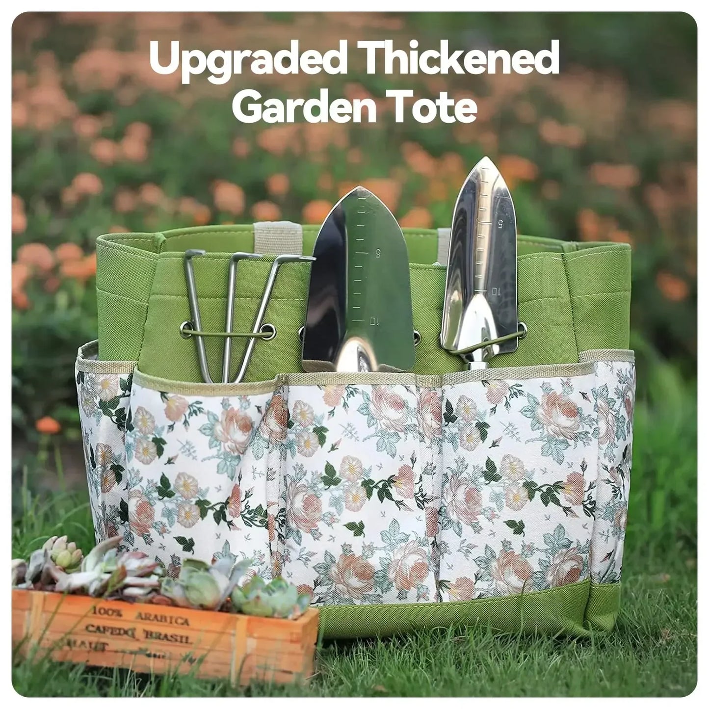Herramientas de jardinería de 9 piezas, herramientas manuales resistentes para jardinería, bolso organizador duradero, juego de herramientas de jardinería combinadas a prueba de óxido