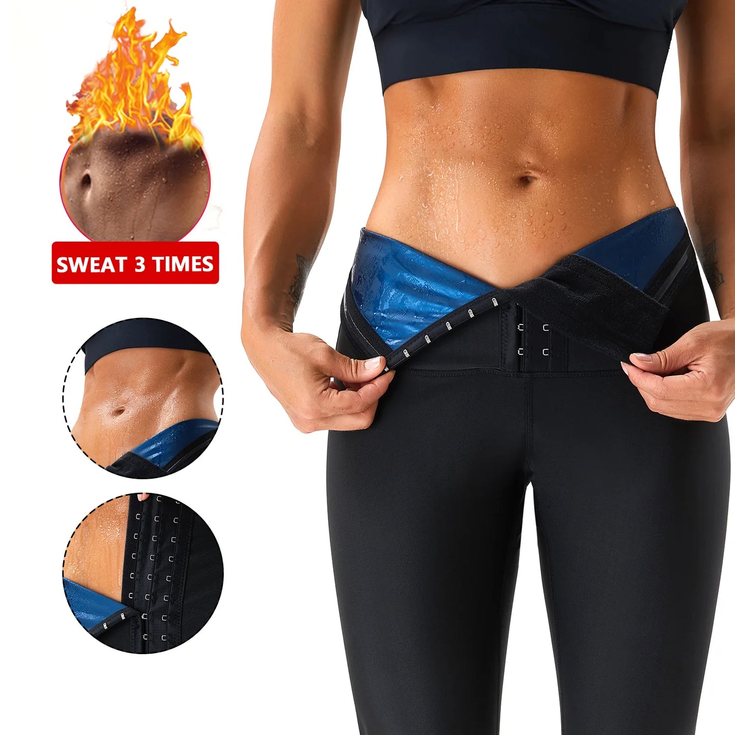 Pantalones moldeadores para mujer, faja reductora, efecto sauna de sudoración intensa, pantalones adelgazantes, control de abdomen, ropa moldeadora, leggings deportivos para gimnasio, pantalones cortos de fitness.