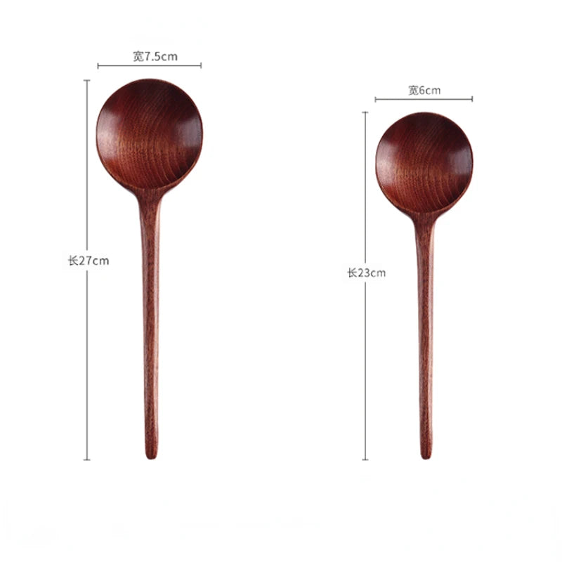 Cuchara de sopa grande de madera creativa con mango largo y forma de tortuga, ideal para comer en restaurantes domésticos.