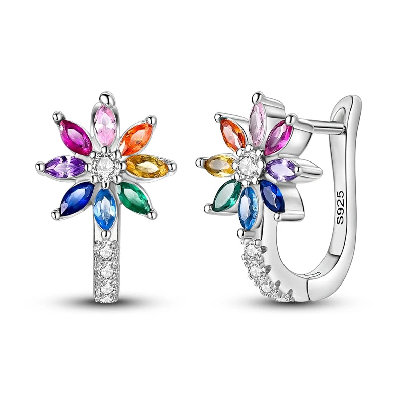 Pendientes de plata de ley 925 con diseño de mariposa, abeja, mariquita y flor de arcoíris para mujer, joyería de moda para fiestas de cumpleaños, regalos