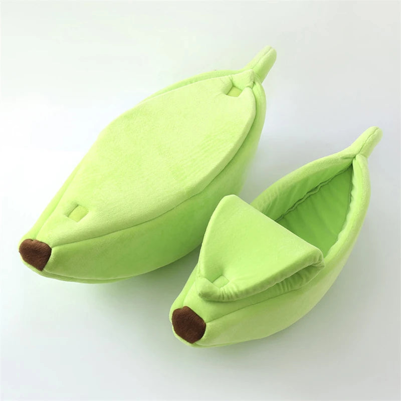 Cama tipo plátano para gatos, bonita, divertida y acogedora, cálida y duradera, portátil, para mascotas, cojín para perros, suministros para gatos, multicolor
