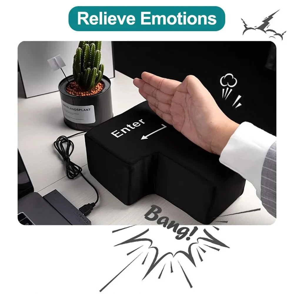 Gran botón USB Enter para ratón, antiestrés, descompresión, para cualquier ventilación, almohada de escritorio para programadores y trabajadores.