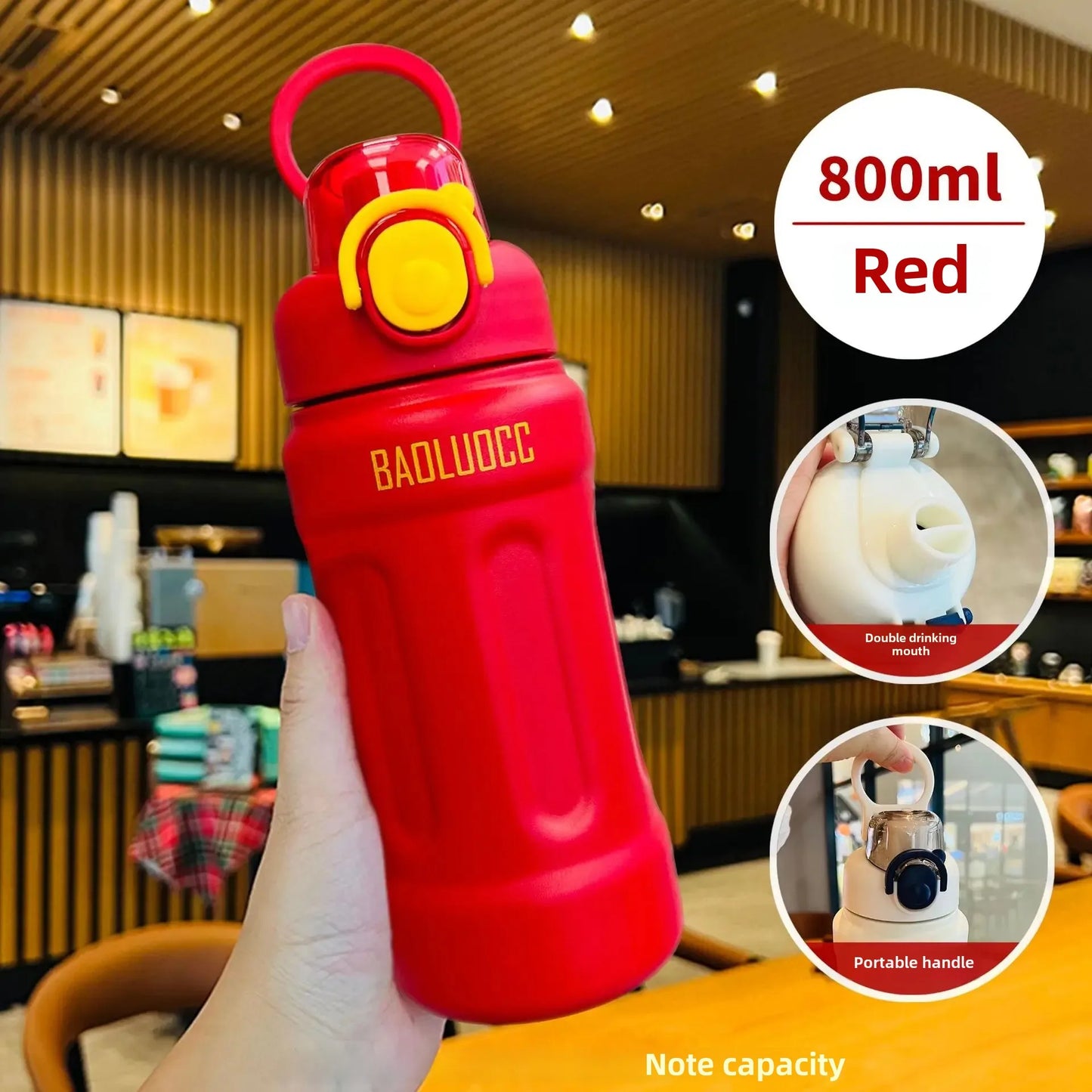 Taza térmica aislante de acero inoxidable 316 de alta capacidad, portátil, deportiva, con pajita, para hombres, mujeres y estudiantes, ideal para actividades al aire libre.