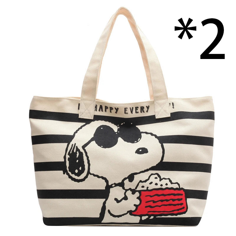 Bolso de lona de gran capacidad con diseño de Snoopy de Disney para estudiantes, ideal para guardar libros, ideal para mamás.