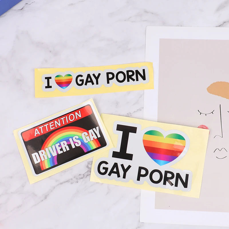 1 pieza de pegatinas reflectantes para coche con texto "I LOVE GAY PORN", pegatinas divertidas para el coche.