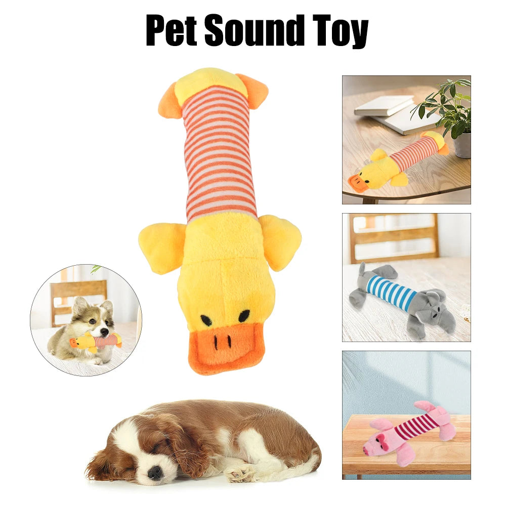 Apto para todas las mascotas, juguetes de lana para perros y gatos, populares muñecos con sonido chirriante para masticar, elefante, pato, cerdo, divertidos juguetes de peluche para mascotas.