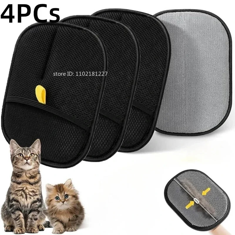 Juego de herramientas para quitar el pelo de mascotas, guantes reutilizables para eliminar la estática, guantes de aseo de doble cara para eliminar el pelo de perros y gatos en alfombras y sofás.
