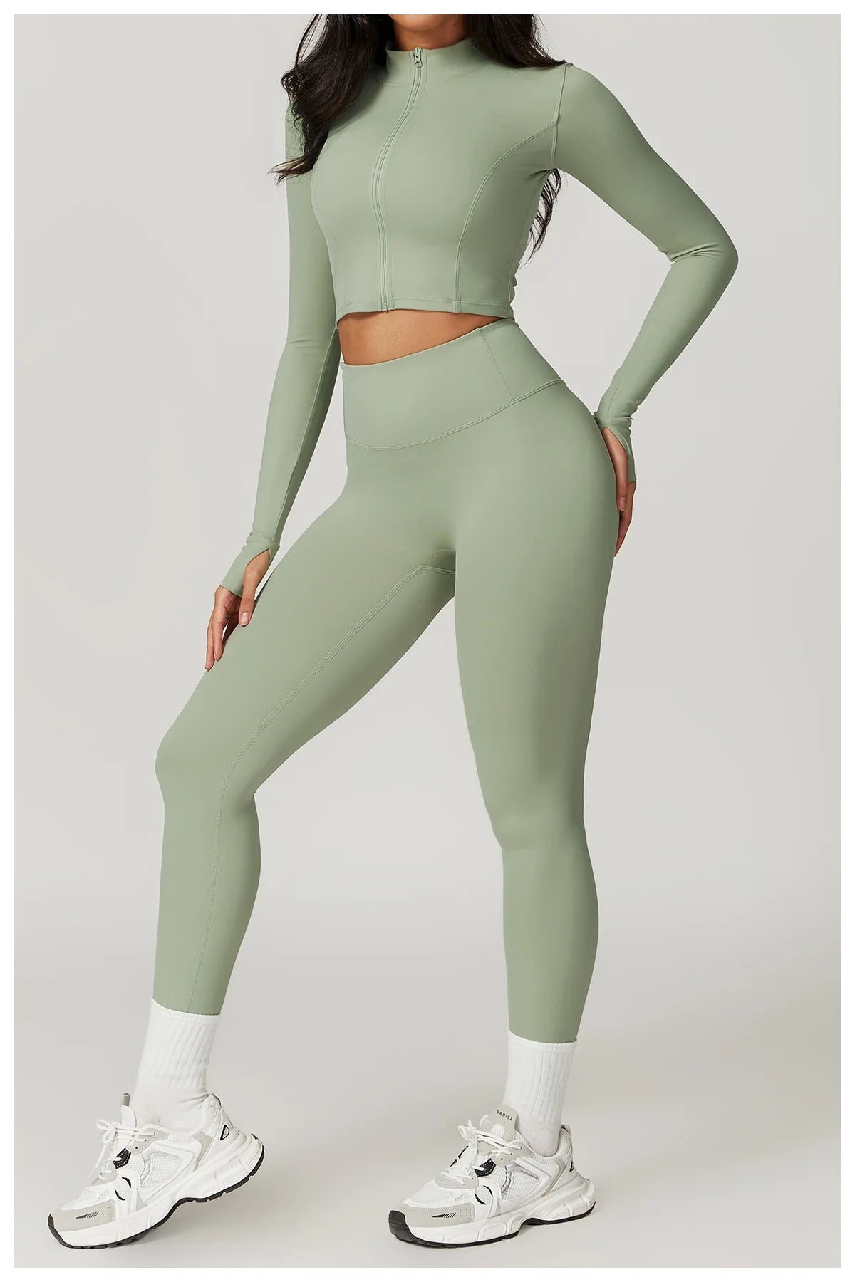 Conjunto de yoga de 3 piezas para mujer, conjuntos de entrenamiento, ropa deportiva para gimnasio, ropa deportiva con cremallera, leggings de manga larga y cintura alta, trajes deportivos, traje de yoga
