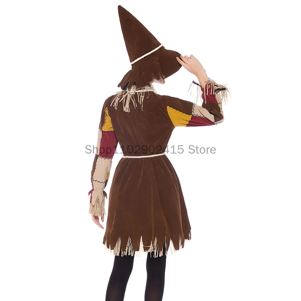 Halloween The Wizard of Oz Scarecrow Parent-Child Costume Carnival Party Performance Circus Clown Dress Womens Cosplay Costume