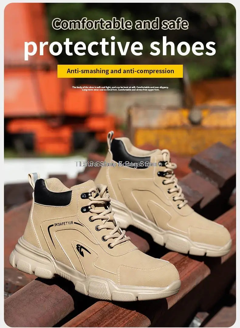 Botas de seguridad protectoras, zapatos de seguridad laboral, botas de seguridad de invierno para hombre, zapatos de trabajo antiperforación, botas de trabajo con punta de acero, indestructibles.
