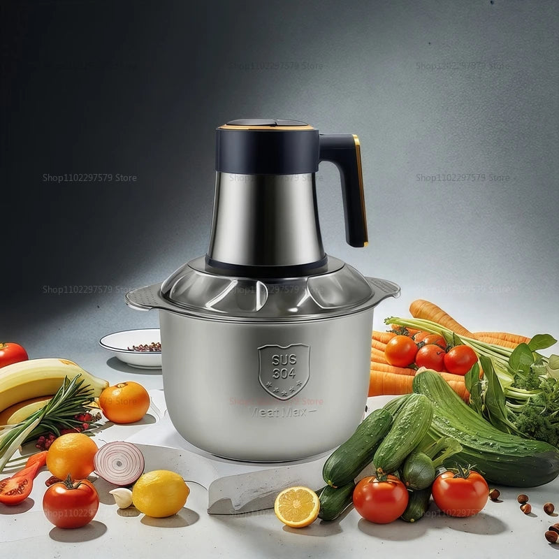Licuadora multifunción de acero inoxidable para carnes, frutas y verduras. Procesadores de alimentos. Picadora de carne eléctrica de cocina de cinco velocidades.