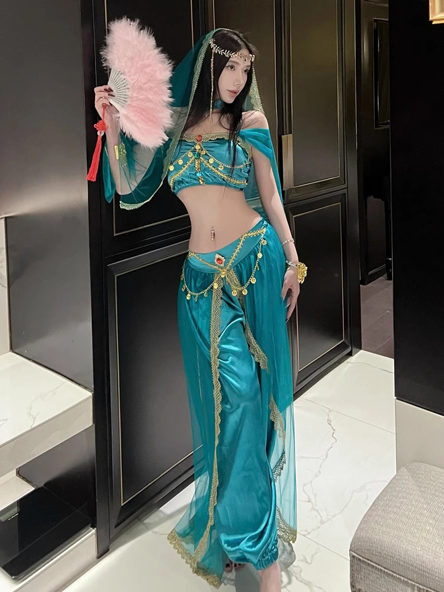 Role Playing Sexy Western Region Dancer Peacock Princess Greek Goddess Costume Hot Egyptian Indian Dancer Exotic Costume Stage