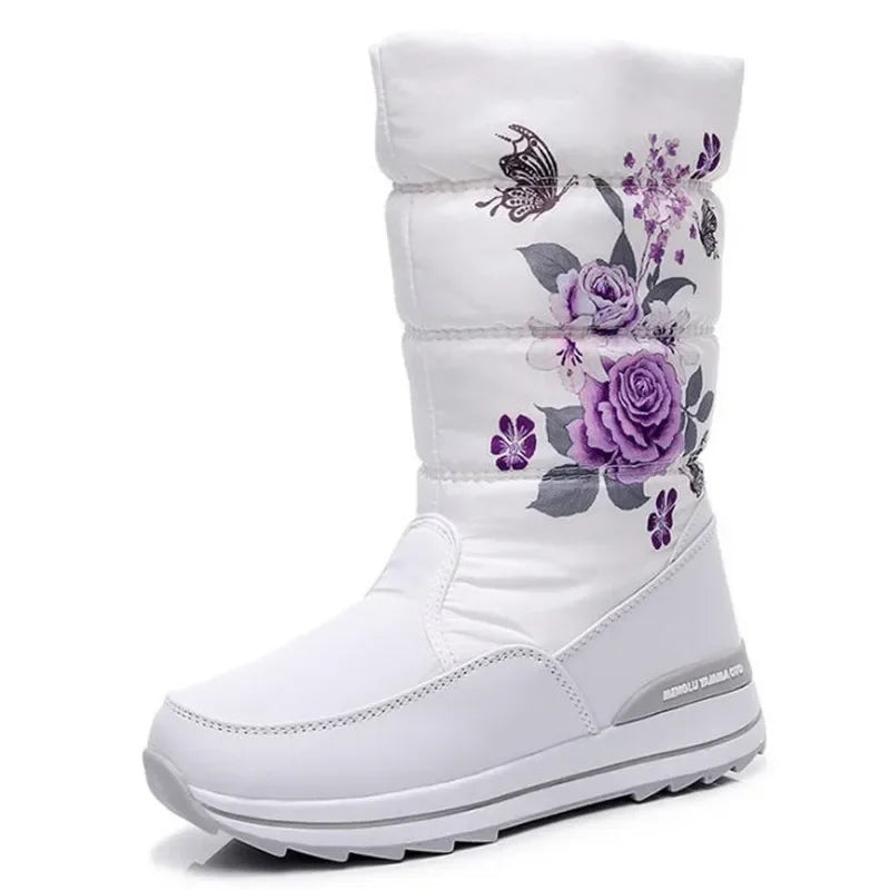 Botas de nieve para mujer, botas de invierno con plataforma, botas gruesas de felpa, impermeables y antideslizantes, zapatos de invierno de moda para mujer, botas cálidas de piel para mujer