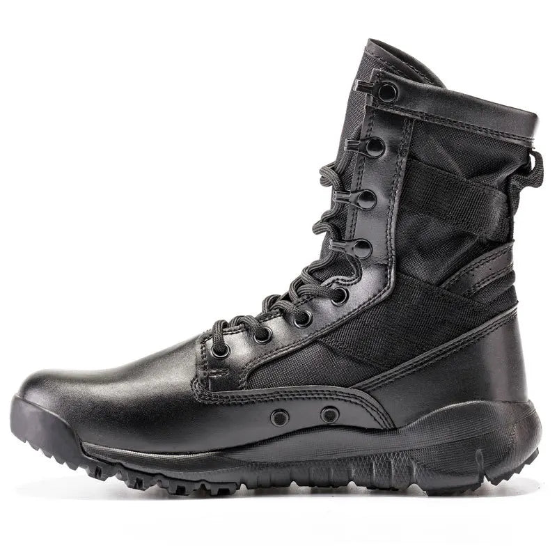 Botas altas de combate para hombre, ligeras, de lona, transpirables, para entrenamiento en la jungla, botas tácticas para senderismo en el desierto, hasta el tobillo