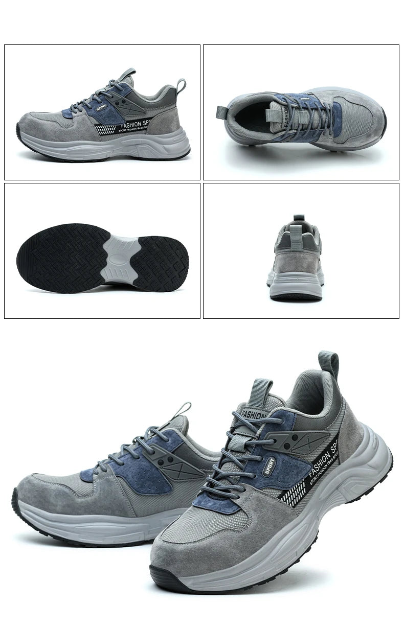 Zapato de trabajo antiperforación para hombre, zapatillas de trabajo de seguridad transpirables con puntera de acero, zapatos indestructibles, botas de trabajo transpirables.