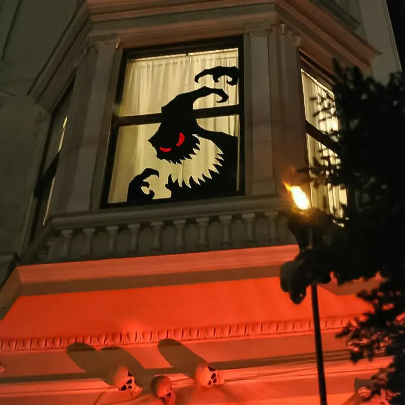 Pegatinas para puerta de habitación, decoración de Halloween, decoración de ventana, esqueleto, mano, calabaza, bricolaje, sombrero de bruja diablo, pegatinas para ventana de vidrio, fantasma