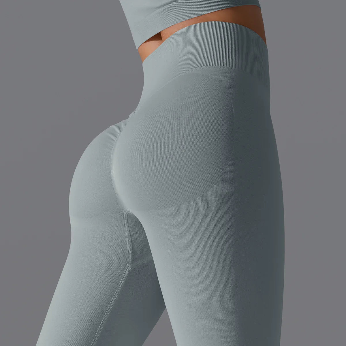Leggings deportivos de yoga para mujer, sin costuras, cintura alta, elásticos, color sólido, para gimnasio, correr, secado rápido, realce y efecto moldeador.