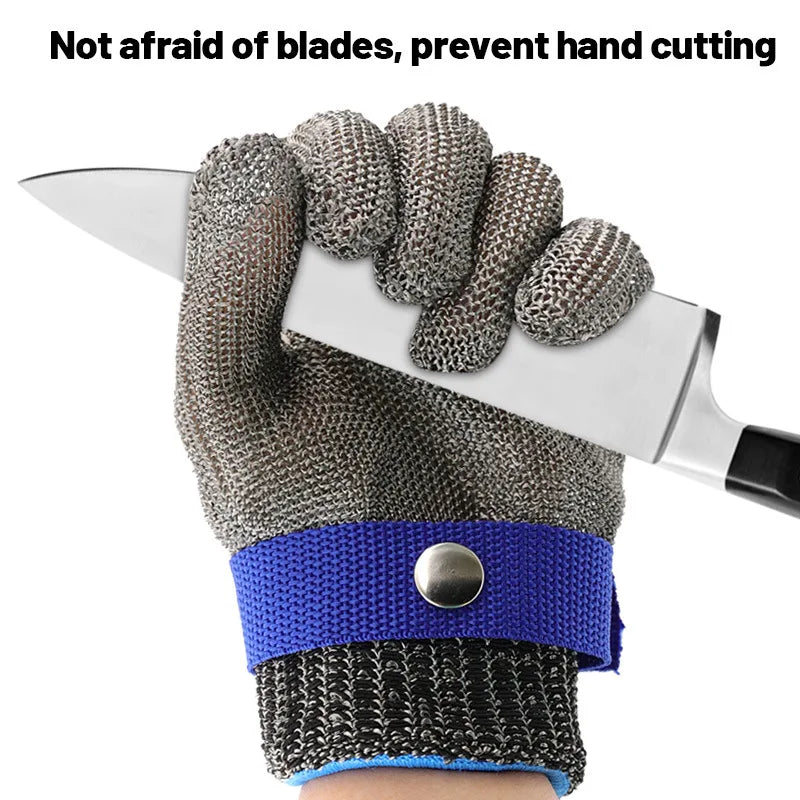 Guante de metal, guante de acero inoxidable, guante de acero inoxidable, guante de malla metálica resistente a cortes, guante para cortar carne, trabajo con motosierra