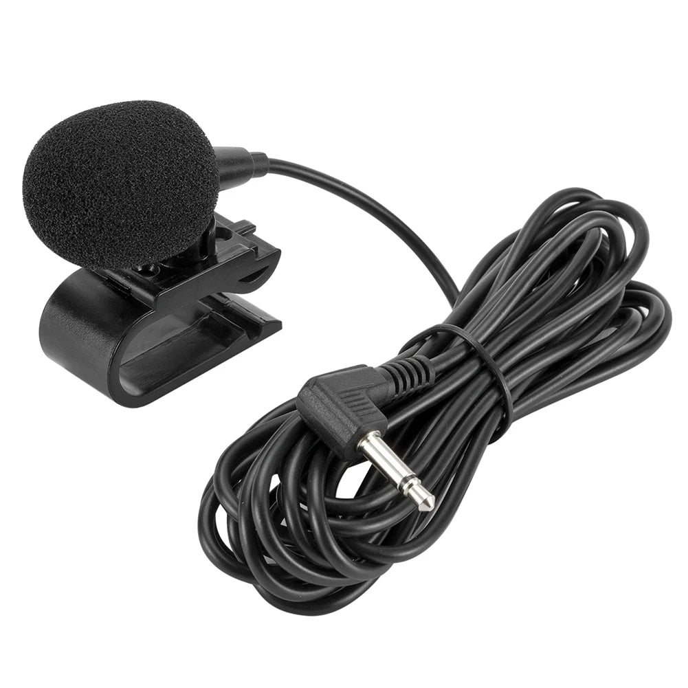 Micrófono estéreo para coche con conector jack de 3,5 mm y miniconector con cable para PC, radio, audio, DVD y reproductor GPS.