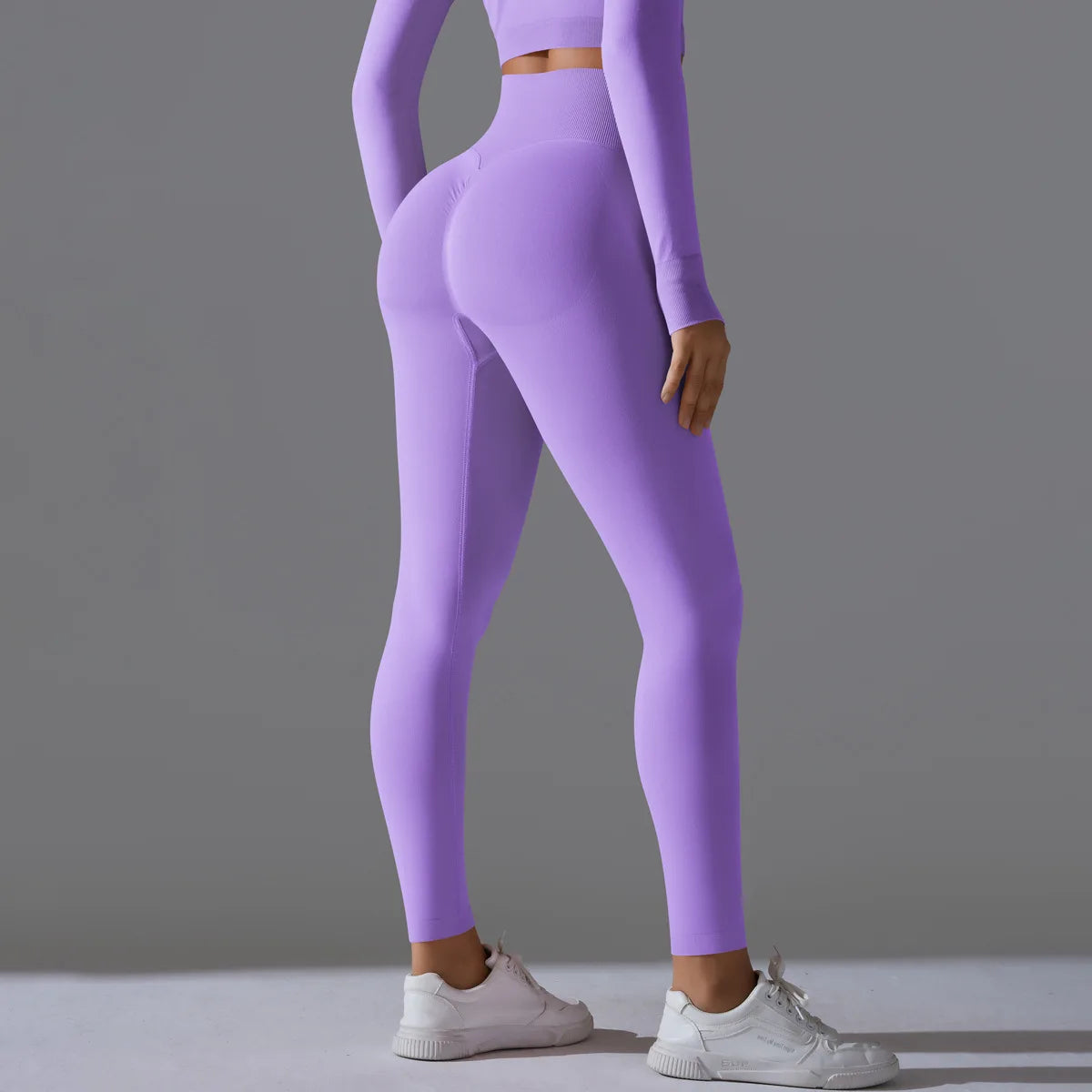 Leggings deportivos de yoga para mujer, sin costuras, cintura alta, elásticos, color sólido, para gimnasio, correr, secado rápido, realce y efecto moldeador.
