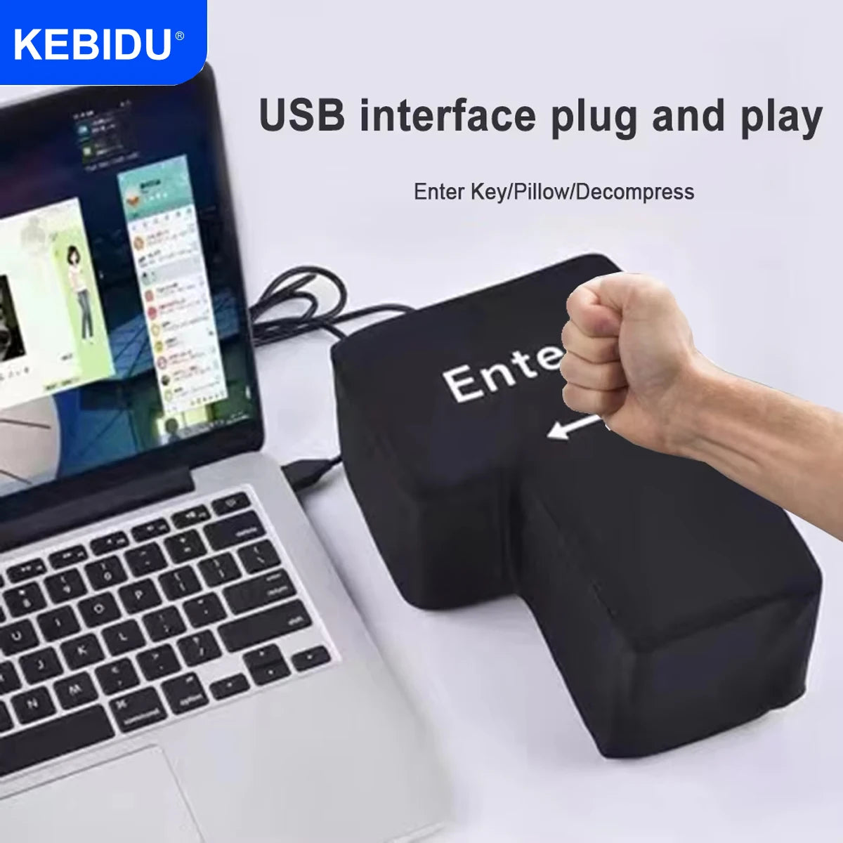 Gran botón USB Enter para ratón, antiestrés, descompresión, para cualquier ventilación, almohada de escritorio para programadores y trabajadores.