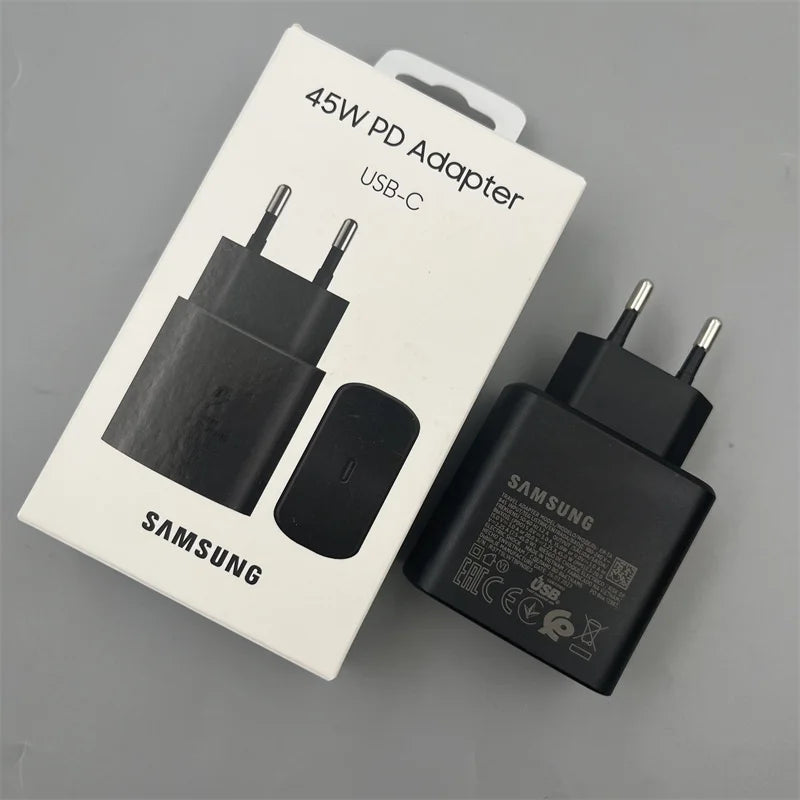 Cargador rápido PD original de 45 W, adaptador de pared de carga rápida tipo C para Samsung Galaxy S23 S22 S21 Ultra A54 A53 A52S.