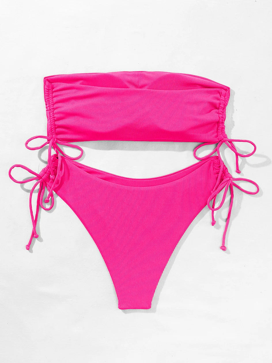 Nuevos bikinis sólidos sexis para mujer, trajes de baño push up para mujer, trajes de baño para nadar, conjunto de bikini brasileño para niña, ropa de playa para bañador