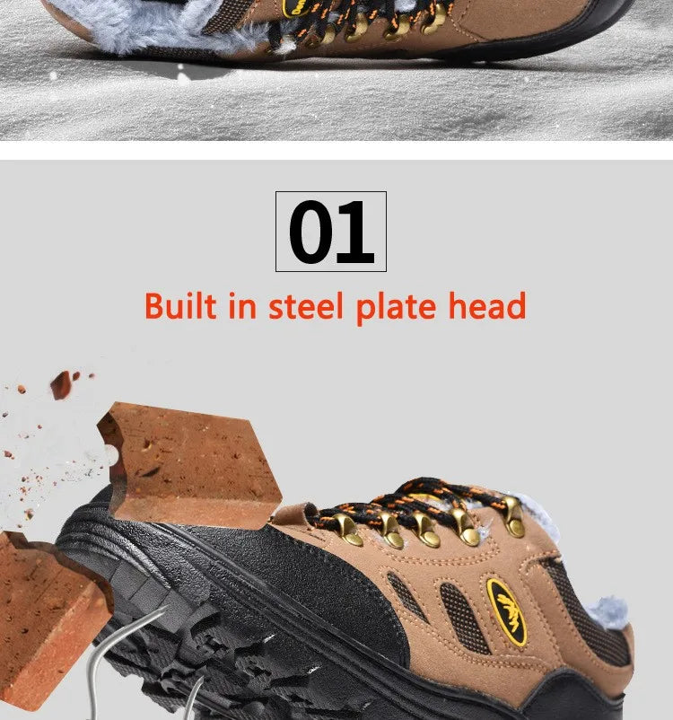 Zapatos de Seguridad 2023 Nuevos Zapatos de Seguridad de Invierno para Hombre, Felpa Abrigada, Alta Calidad, Trabajo al Aire Libre, Tallas Grandes, Sepatu Safety