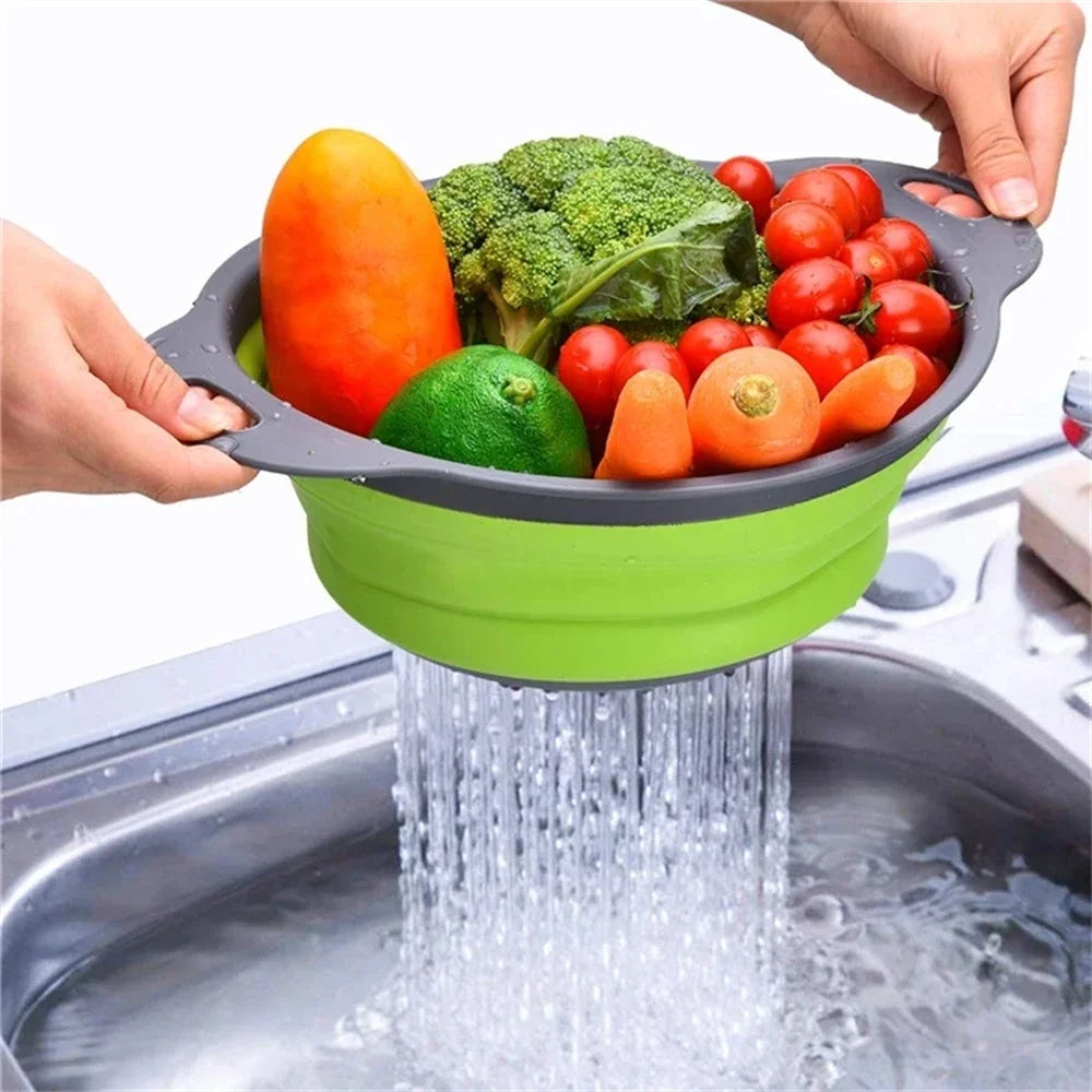 Colador plegable redondo, libre de BPA, cesta de drenaje para lavar frutas y verduras, colador de cocina, apto para lavavajillas.