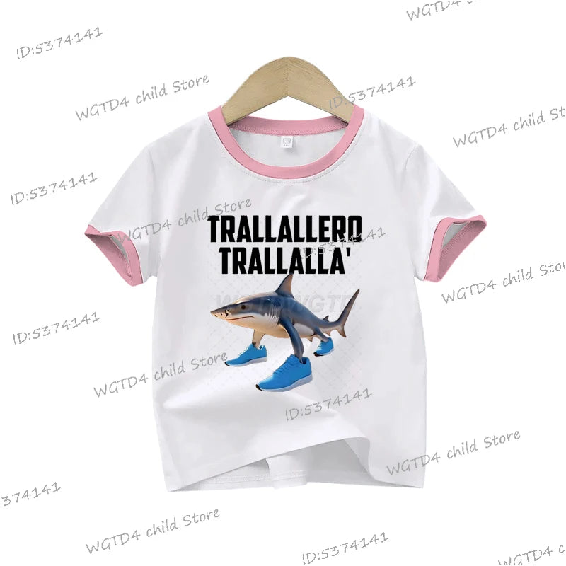 Ropa para niños: Camiseta estampada italiana Brainrot Tralalero Tralala para niños, moda para amantes de los tiburones, meme divertido, ropa para niños