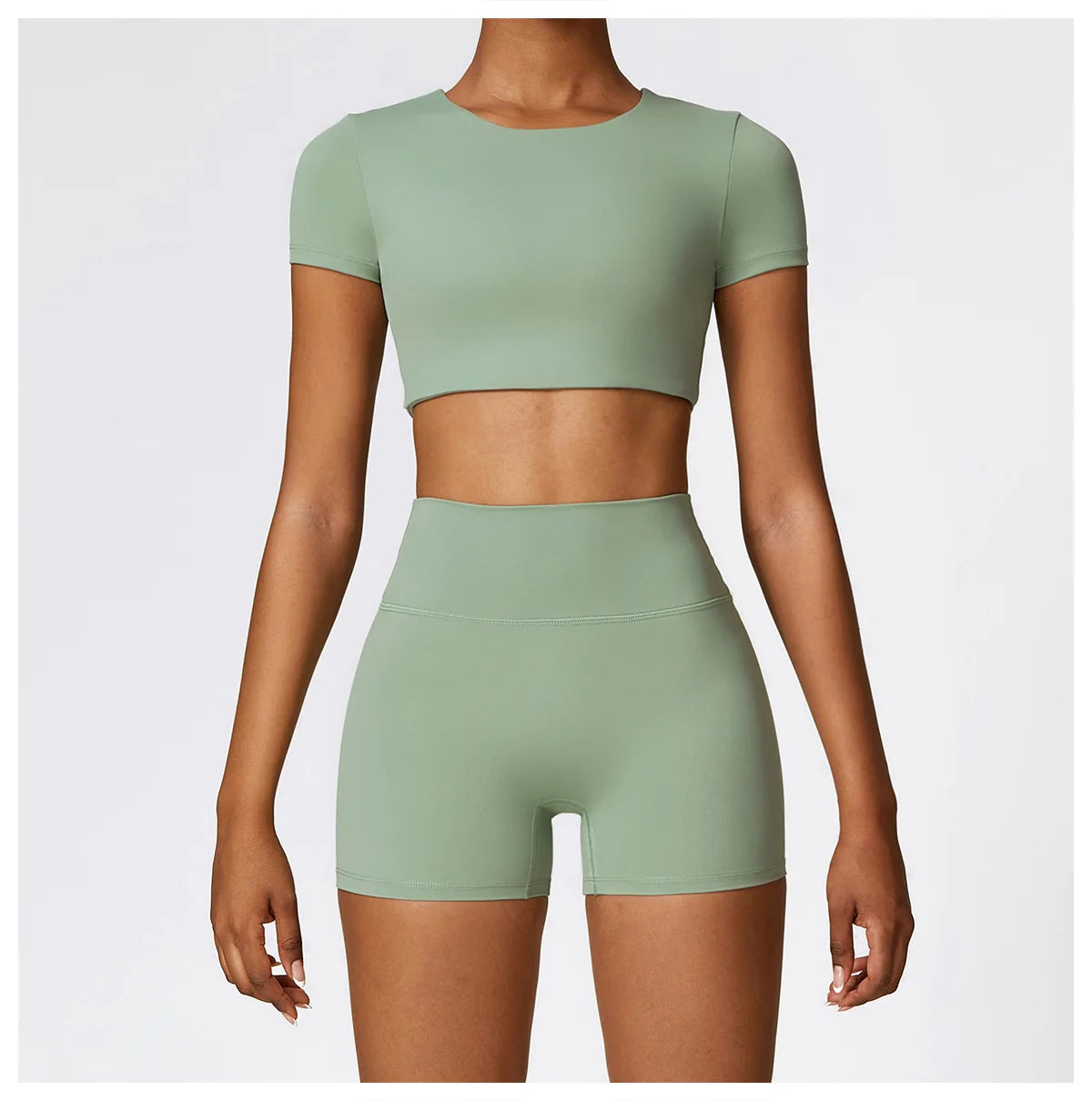 2PCS Seamless Yoga Set Women Workout Set Sportswear Gym Clothing Fitness Long Sleeve Crop Top High Waist Leggings Sports Suits