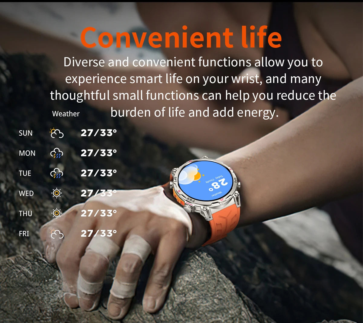 Reloj inteligente con GPS para hombre, pulsera deportiva con control del ritmo cardíaco, Bluetooth, llamadas, 530 mAh, resistente al agua hasta 3 ATM, 2025