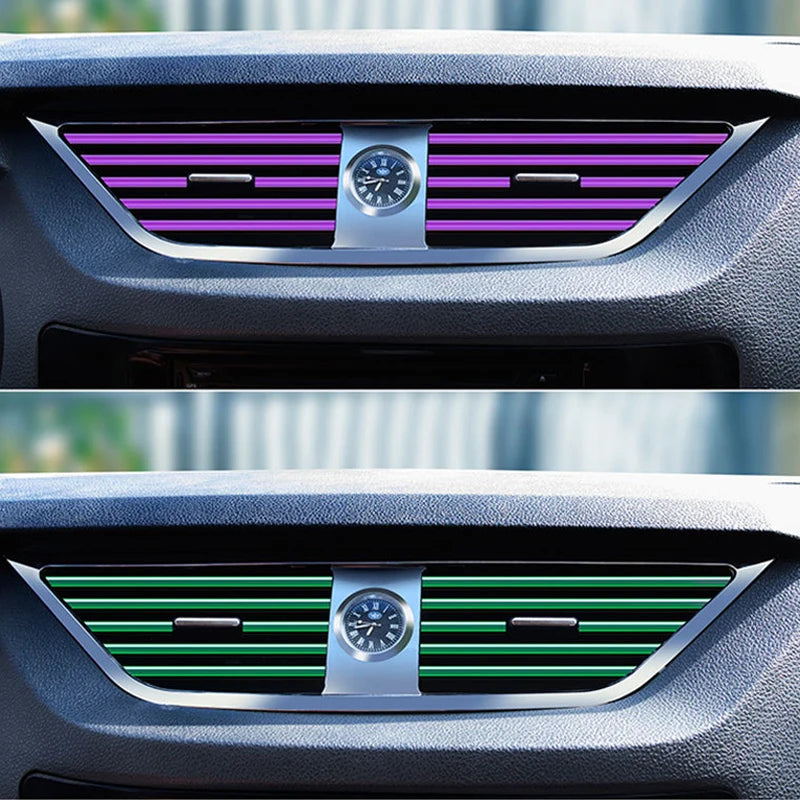 10 tiras decorativas suaves para salida de aire acondicionado de coche, accesorios para rejilla interior de coche, tira decorativa universal en forma de U.
